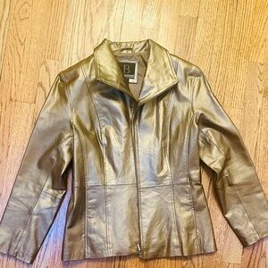B by Bernardo Champagne Gold Genuine Leather Jacket for Women!!